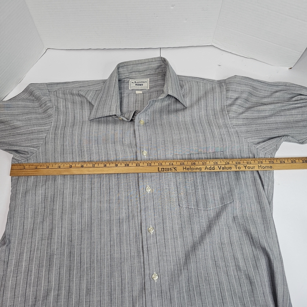 70s VINTAGE Arrow Shirt Kent Sz L Polycotton Long Sleeve Blue Striped Button - Picture 4 of 8